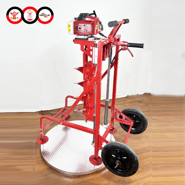 68 CC Earth auger machine with wheel and shelf