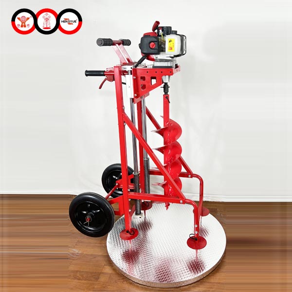 a professional 43 CC Earth auger machine with wheel and shelf for sale